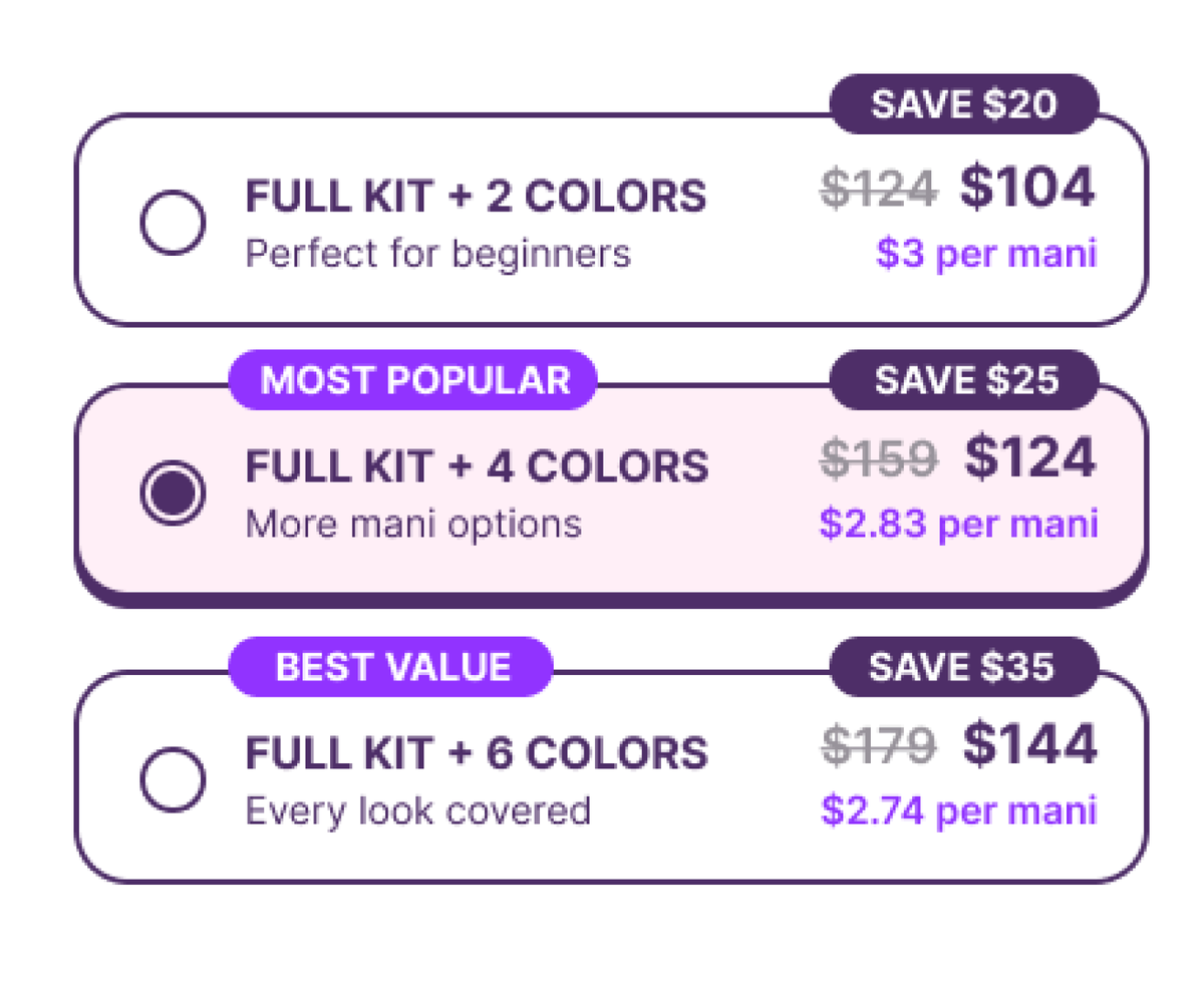 Kit selector — after