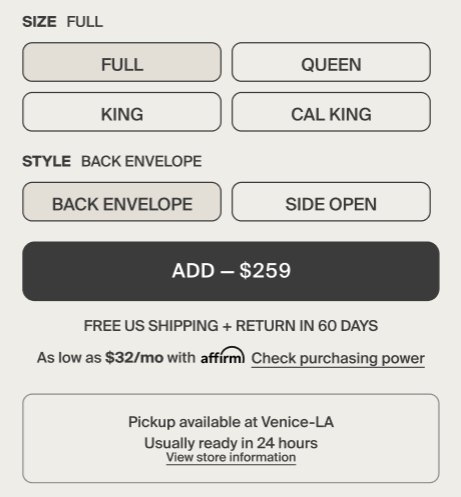 Installments price — after